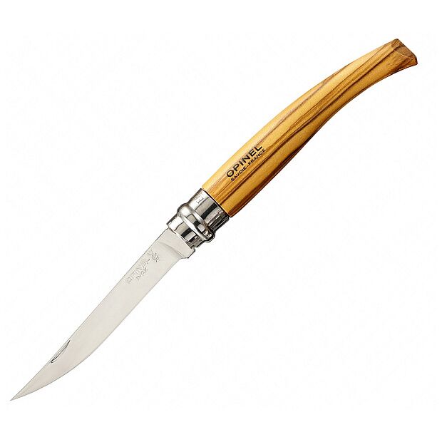 Нож филейный Opinel 10,  нержавеющая сталь, рукоять оливковое дерев, чехол, деревянный футляр, 0010 - 2