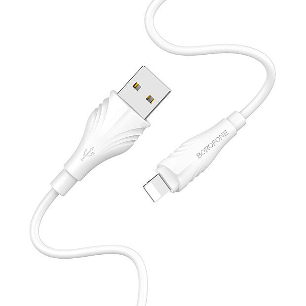 USB кабель BOROFONE BX18 Optimal Lightning 8-pin, 2м, PVC (белый) - 1