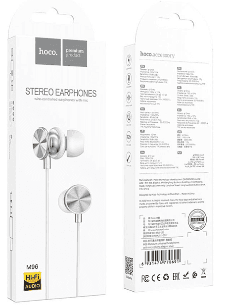 Проводные наушники Hoco M96 Platinum Universal Headphones серебро - 5